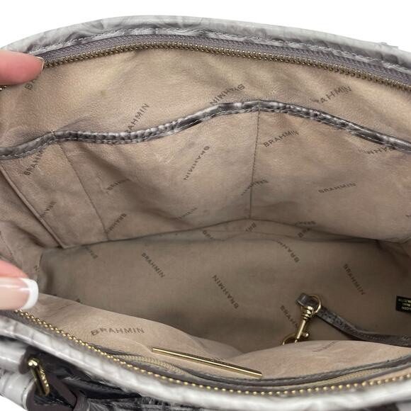 Brahmin Mini Asher Tote Satchel Bag Melbourne Gray Croc Embossed - Picture 12 of 13